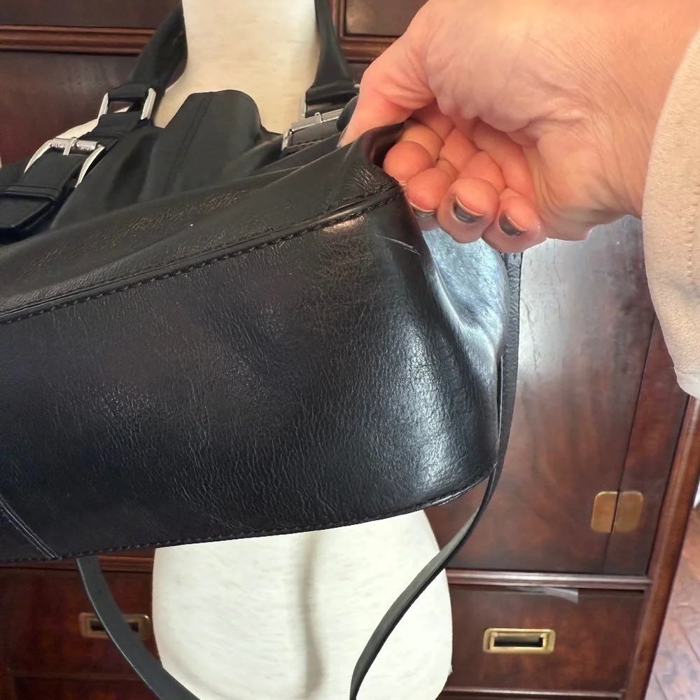 Michael Kors Brookville Black Leather Tote Bag Dual Handles - Picture 2 of 16